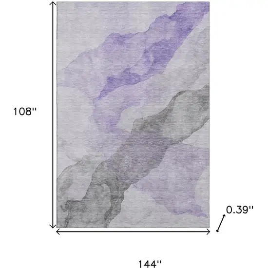 Lavender And Gray Abstract Washable Area Rug With UV Protection Photo 9