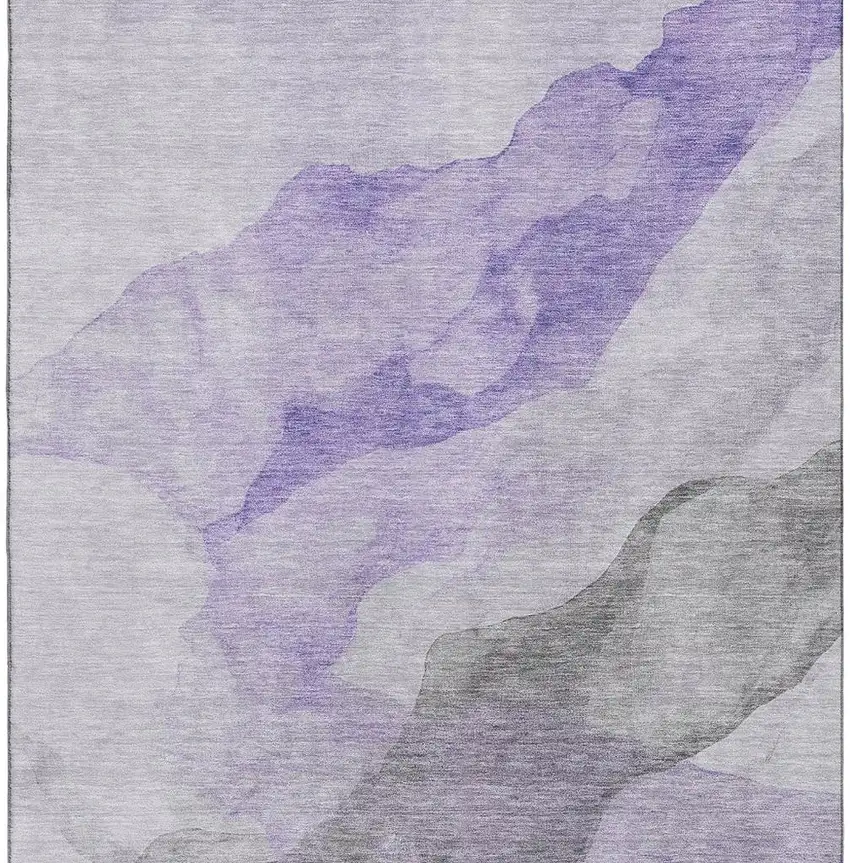 Lavender And Gray Abstract Washable Area Rug With UV Protection Photo 4
