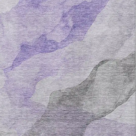 Lavender And Gray Abstract Washable Area Rug With UV Protection Photo 3