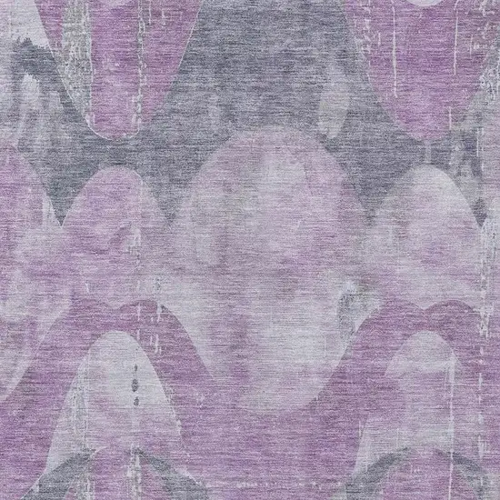 Lavender And Gray Abstract Washable Indoor Outdoor Area Rug Photo 5