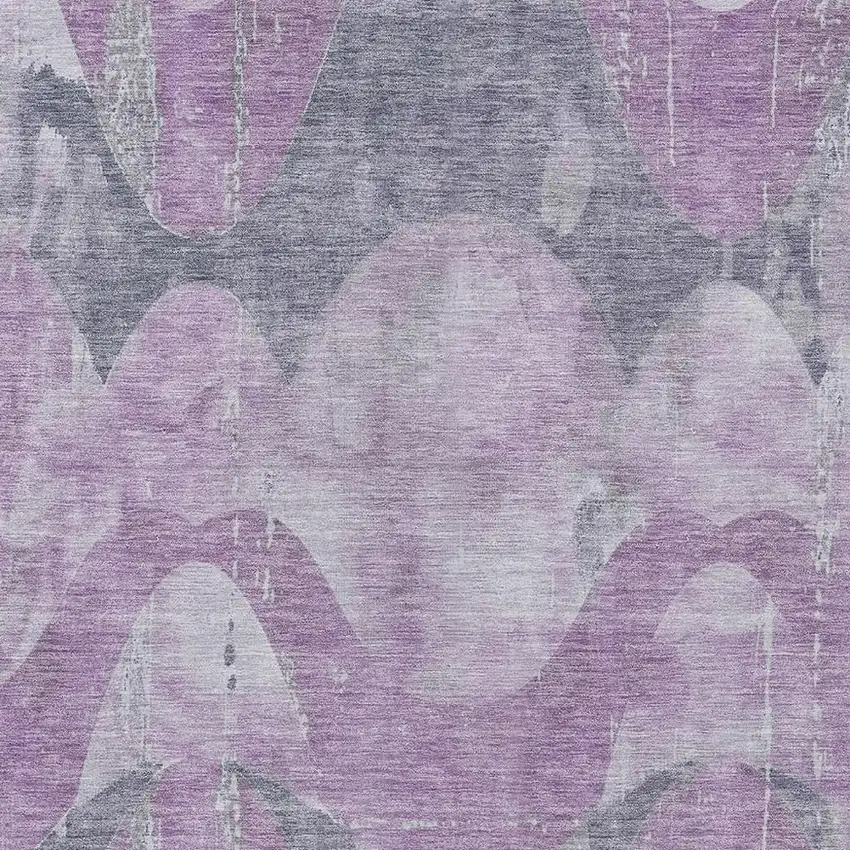Lavender And Gray Abstract Washable Indoor Outdoor Area Rug Photo 5