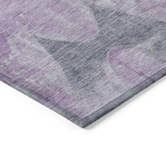 Lavender And Gray Abstract Washable Indoor Outdoor Area Rug Photo 9