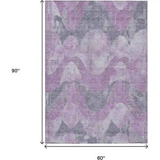 Lavender And Gray Abstract Washable Indoor Outdoor Area Rug Photo 9