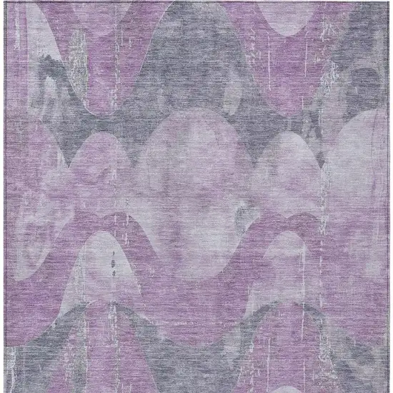 Lavender And Gray Abstract Washable Indoor Outdoor Area Rug Photo 4