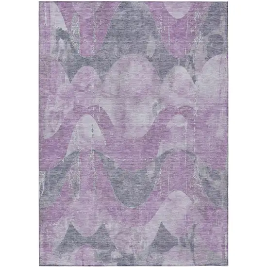 Lavender And Gray Abstract Washable Indoor Outdoor Area Rug Photo 1