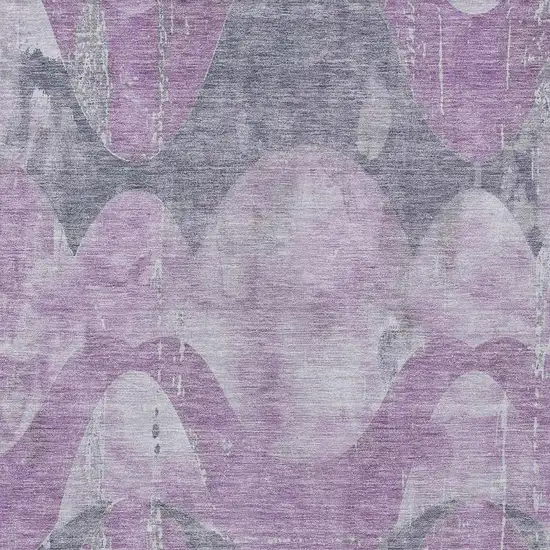 Lavender And Gray Abstract Washable Indoor Outdoor Area Rug Photo 4