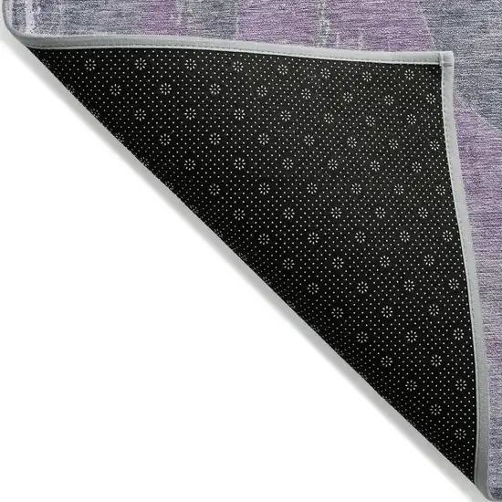 Lavender And Gray Abstract Washable Indoor Outdoor Area Rug Photo 8