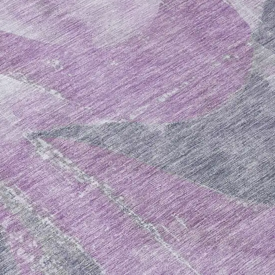 Lavender And Gray Abstract Washable Indoor Outdoor Area Rug Photo 9