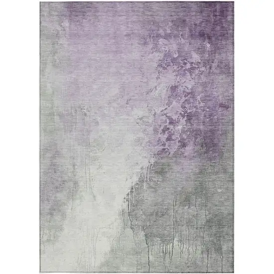 Lavender And Gray Abstract Washable Indoor Outdoor Area Rug Photo 4