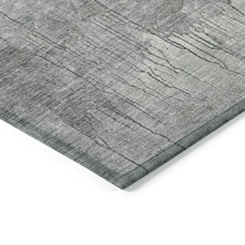 Lavender And Gray Abstract Washable Indoor Outdoor Area Rug Photo 9