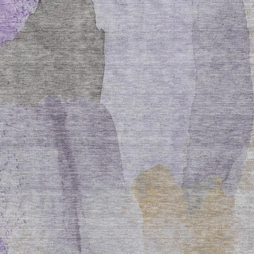 Lavender And Gray Abstract Washable Indoor Outdoor Area Rug Photo 9