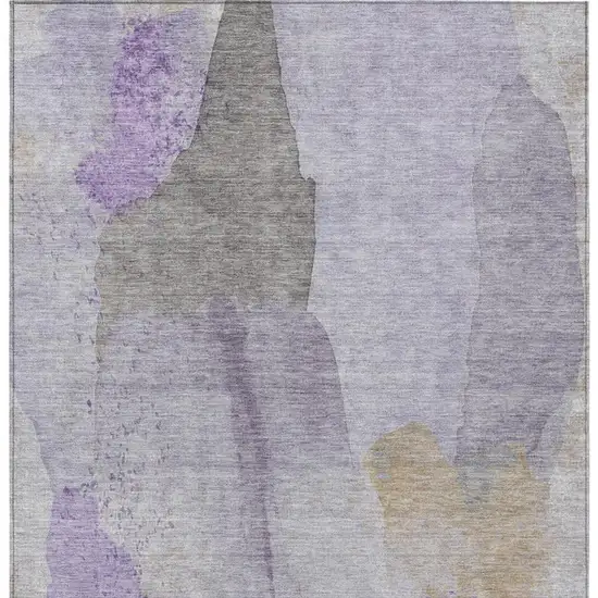 Lavender And Gray Abstract Washable Indoor Outdoor Area Rug Photo 9