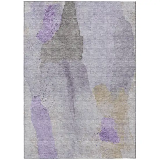 Lavender And Gray Abstract Washable Indoor Outdoor Area Rug Photo 8