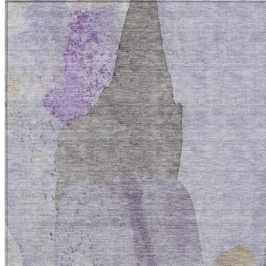 Lavender And Gray Abstract Washable Indoor Outdoor Area Rug Photo 9