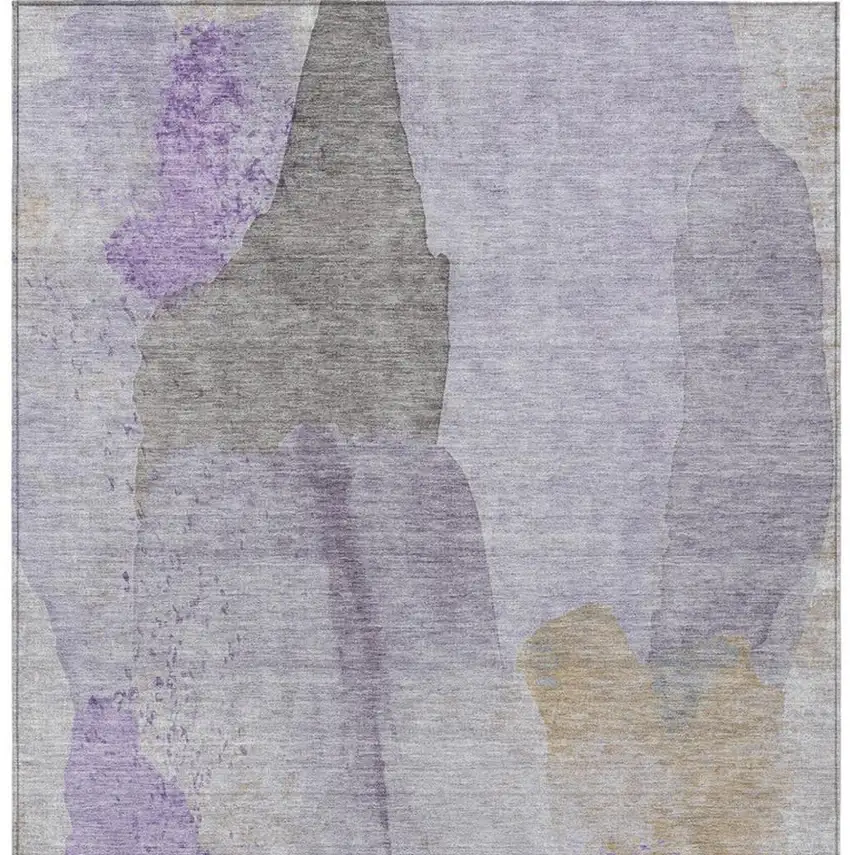 Lavender And Gray Abstract Washable Indoor Outdoor Area Rug Photo 1