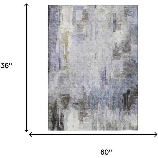 Lavender And Gray Abstract Washable Indoor Outdoor Area Rug Photo 8