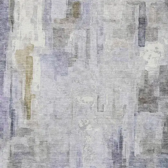 Lavender And Gray Abstract Washable Indoor Outdoor Area Rug Photo 4