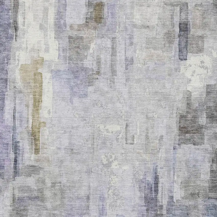 Lavender And Gray Abstract Washable Indoor Outdoor Area Rug Photo 4