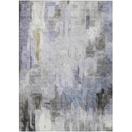 Lavender And Gray Abstract Washable Indoor Outdoor Area Rug Photo 2