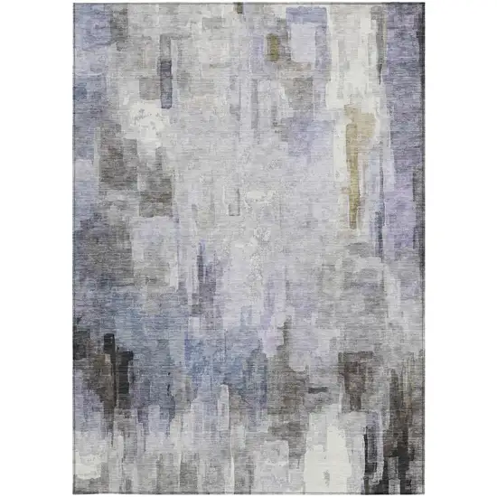 Lavender And Gray Abstract Washable Indoor Outdoor Area Rug Photo 3