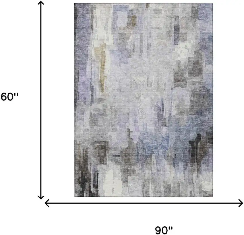 Lavender And Gray Abstract Washable Indoor Outdoor Area Rug Photo 9
