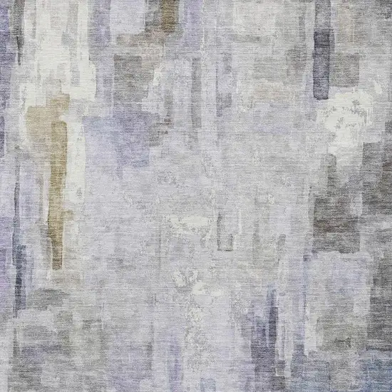 Lavender And Gray Abstract Washable Indoor Outdoor Area Rug Photo 5