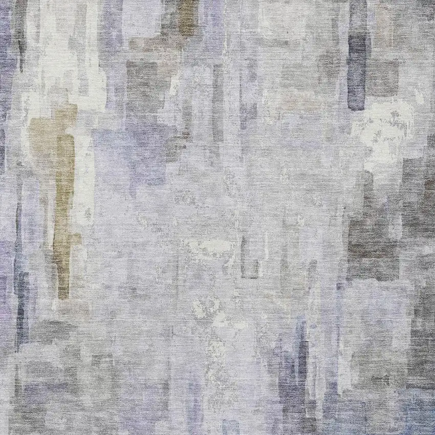 Lavender And Gray Abstract Washable Indoor Outdoor Area Rug Photo 5