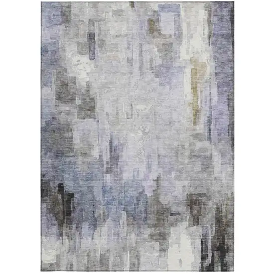 Lavender And Gray Abstract Washable Indoor Outdoor Area Rug Photo 4