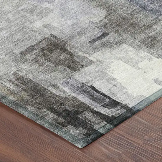 Lavender And Gray Abstract Washable Indoor Outdoor Area Rug Photo 7