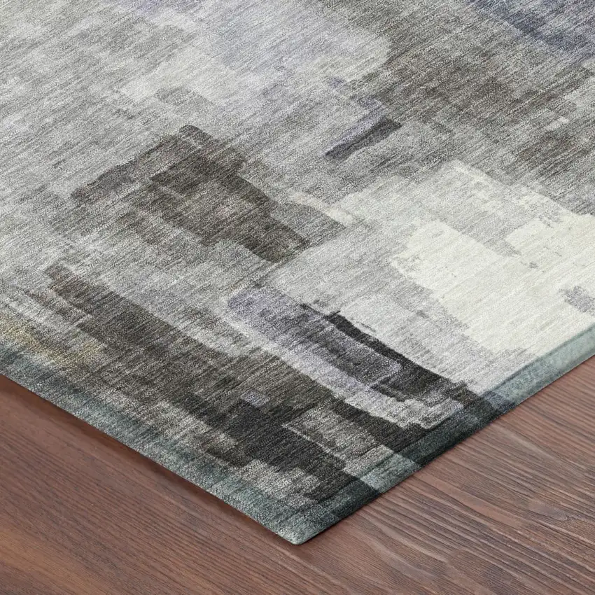 Lavender And Gray Abstract Washable Indoor Outdoor Area Rug Photo 7