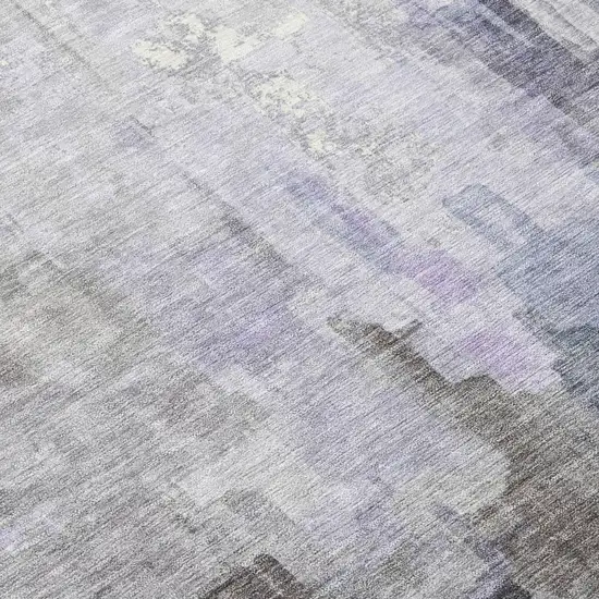 Lavender And Gray Abstract Washable Indoor Outdoor Area Rug Photo 8