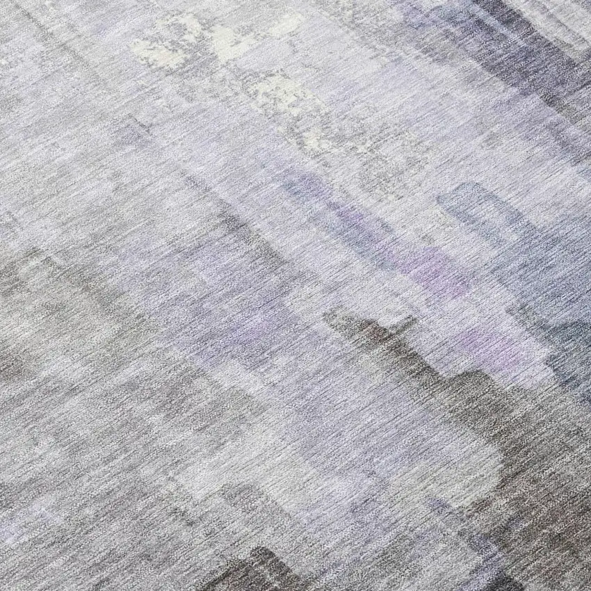 Lavender And Gray Abstract Washable Indoor Outdoor Area Rug Photo 8