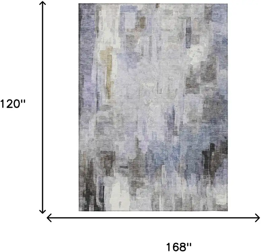 Lavender And Gray Abstract Washable Indoor Outdoor Area Rug Photo 9