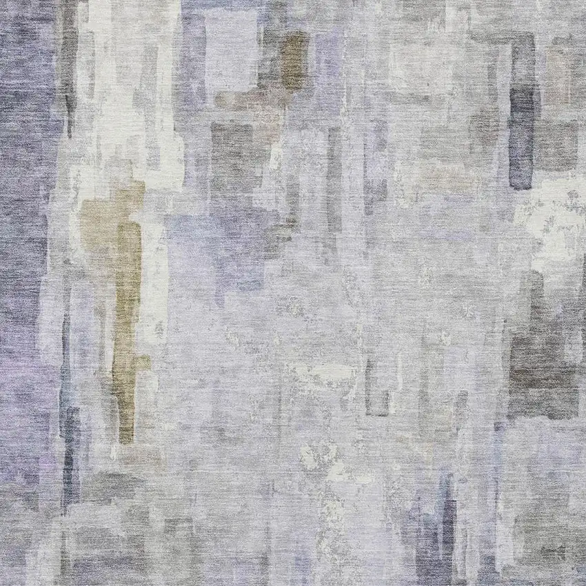 Lavender And Gray Abstract Washable Indoor Outdoor Area Rug Photo 3