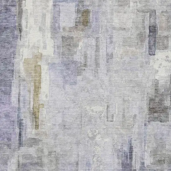 Lavender And Gray Abstract Washable Indoor Outdoor Area Rug Photo 3