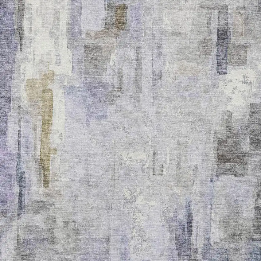 Lavender And Gray Abstract Washable Indoor Outdoor Area Rug Photo 5
