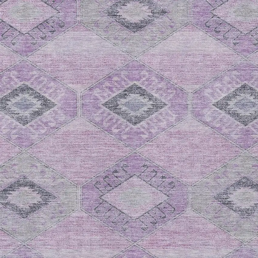Lavender And Gray Aztec Washable Indoor Outdoor Area Rug Photo 4