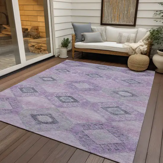 Lavender And Gray Aztec Washable Indoor Outdoor Area Rug Photo 5