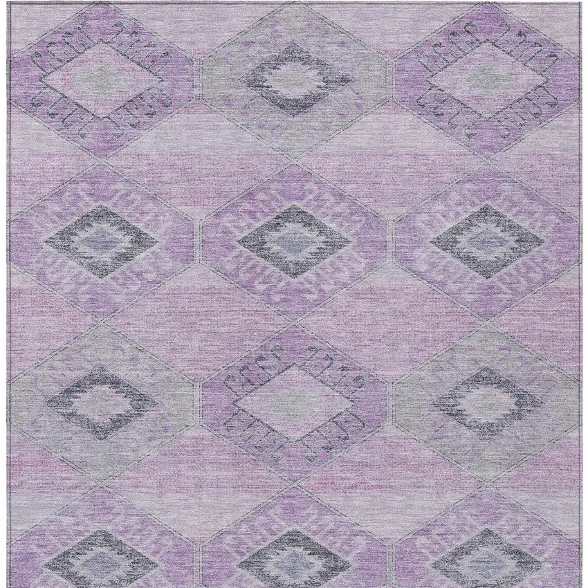 Lavender And Gray Aztec Washable Indoor Outdoor Area Rug Photo 9