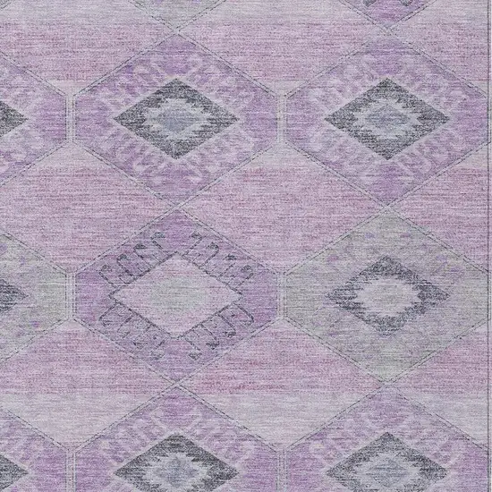 Lavender And Gray Aztec Washable Indoor Outdoor Area Rug Photo 4