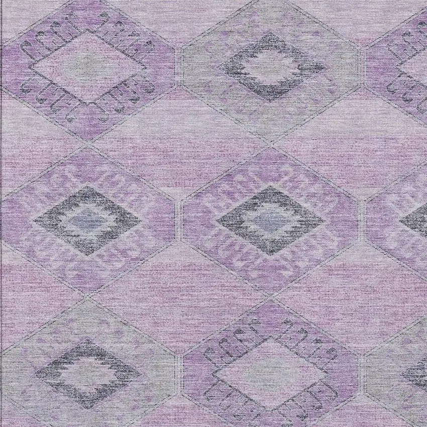 Lavender And Gray Aztec Washable Indoor Outdoor Area Rug Photo 4