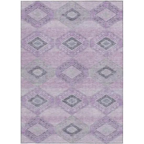 Lavender And Gray Aztec Washable Indoor Outdoor Area Rug Photo 3