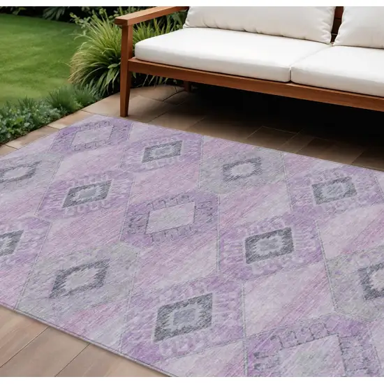 Lavender And Gray Aztec Washable Indoor Outdoor Area Rug Photo 2