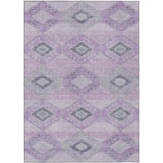 Lavender And Gray Aztec Washable Indoor Outdoor Area Rug Photo 1