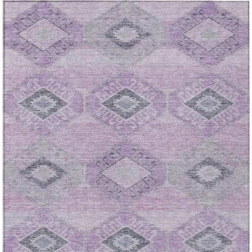 Lavender And Gray Aztec Washable Indoor Outdoor Area Rug Photo 4