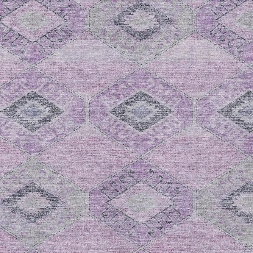 Lavender And Gray Aztec Washable Indoor Outdoor Area Rug Photo 3