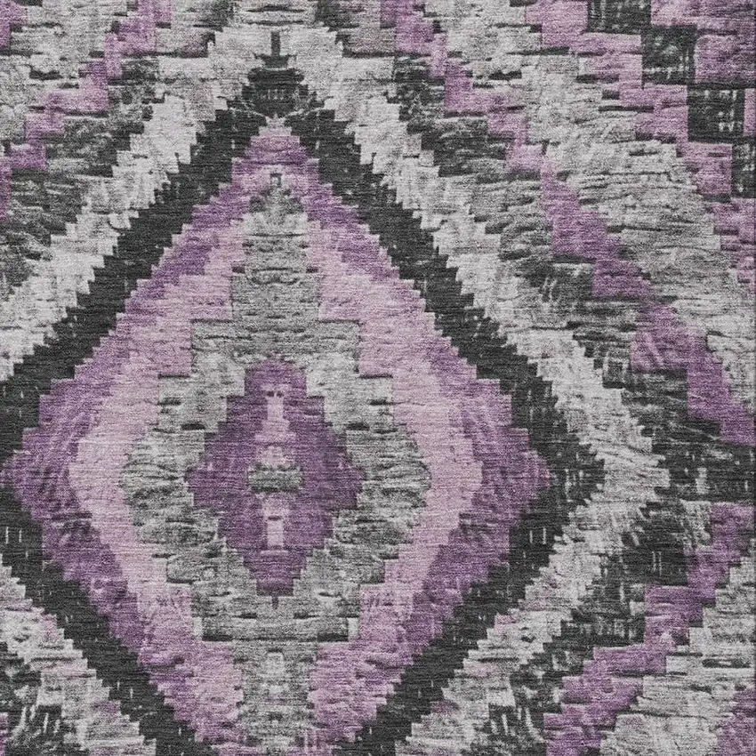 Lavender And Gray Aztec Washable Indoor Outdoor Area Rug Photo 4