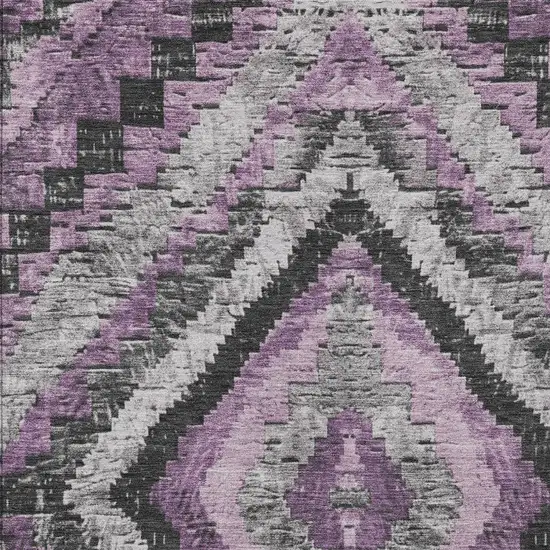 Lavender And Gray Aztec Washable Indoor Outdoor Area Rug Photo 9