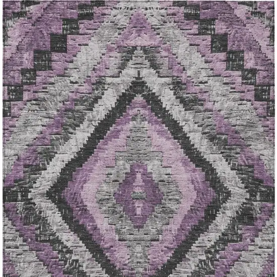 Lavender And Gray Aztec Washable Indoor Outdoor Area Rug Photo 9