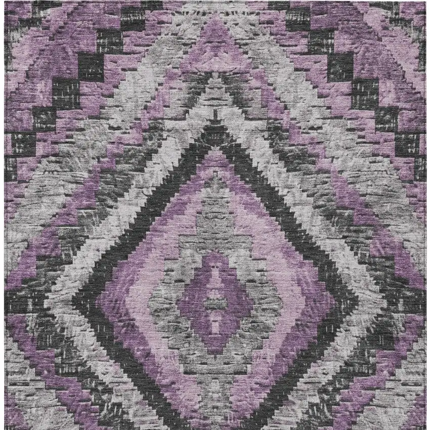 Lavender And Gray Aztec Washable Indoor Outdoor Area Rug Photo 9